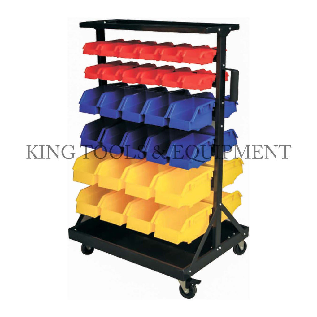 74-Bin Mobile Double-Sided Floor Rack