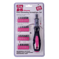 0440-0 - 25-PC PINK RATCHETING SCREWDRIVER SET