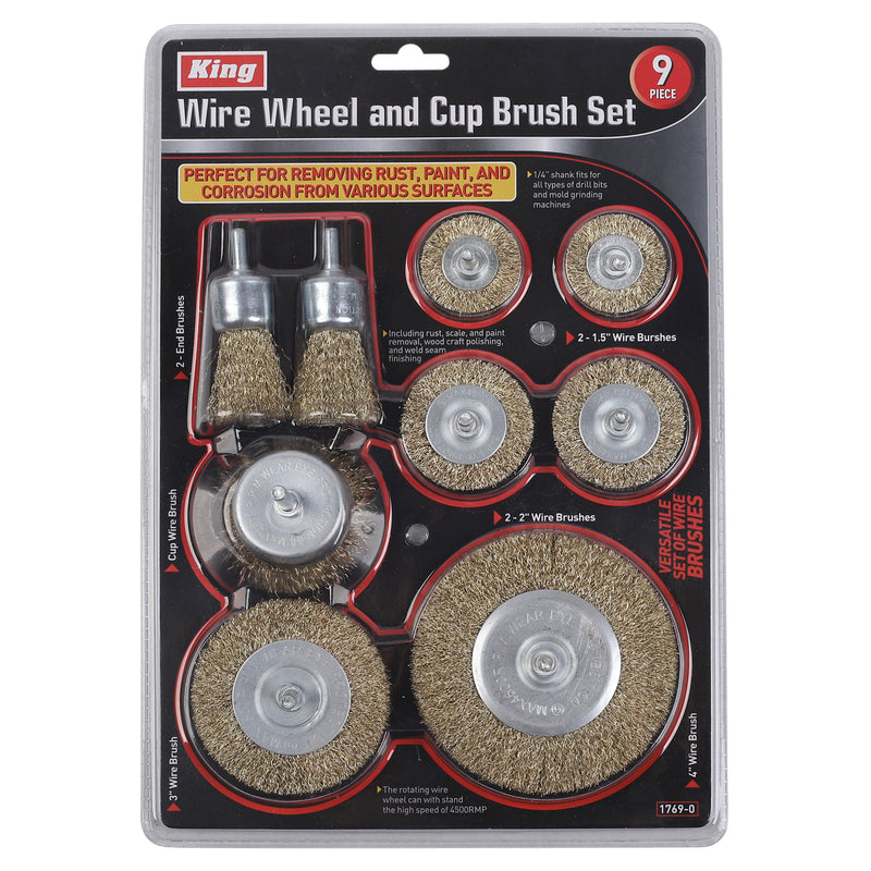 1769-0 - 9-PC WIRE WHEEL & CUP BRUSH SET