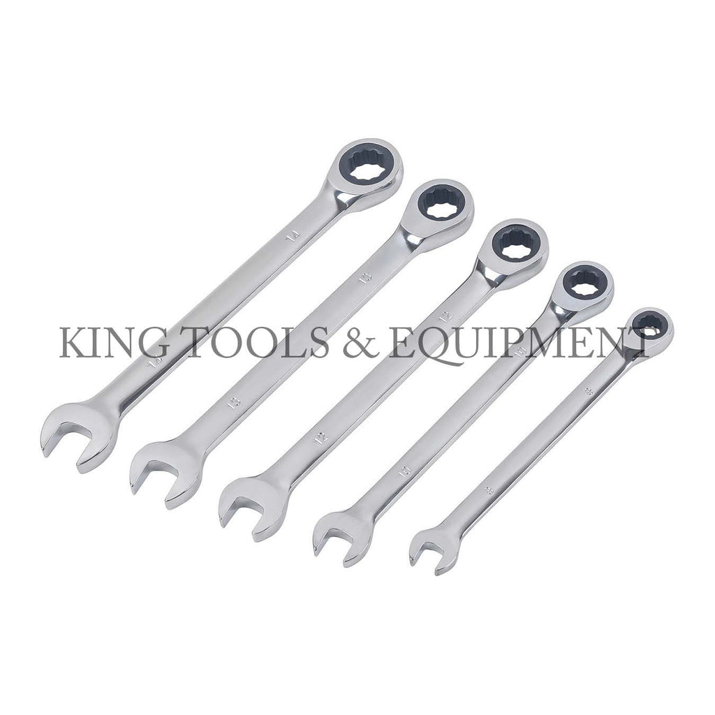 5-pc RATCHETING COMBINATION WRENCH SET (8 mm - 14 mm) Metric