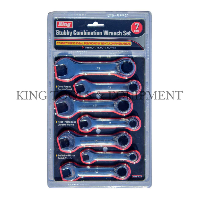 KING 7-pc STUBBY COMBINATION WRENCH SET (10 - 19mm) Metric