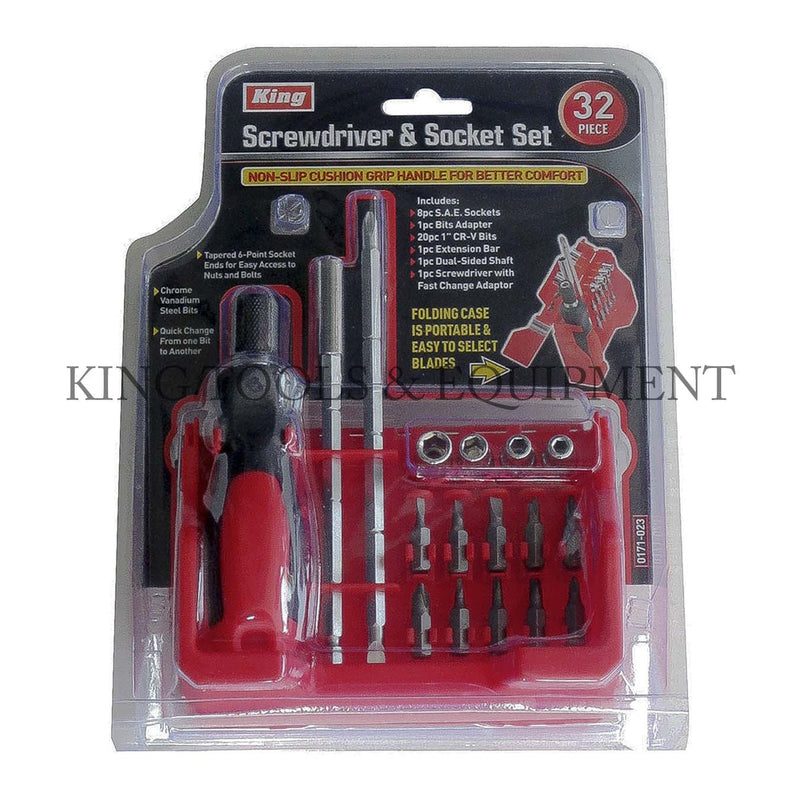 KING 32-pc Compact SCREWDRIVER and SOCKET SET w/ Rack