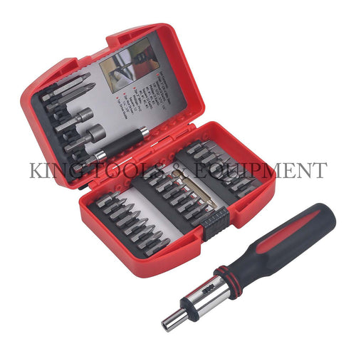 KING 30-pc Compact SCREWDRIVER BIT and RATCHET HANDLE SET w/ Case